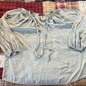 Tahari Women's Light Blue Blouse with Tie Neck